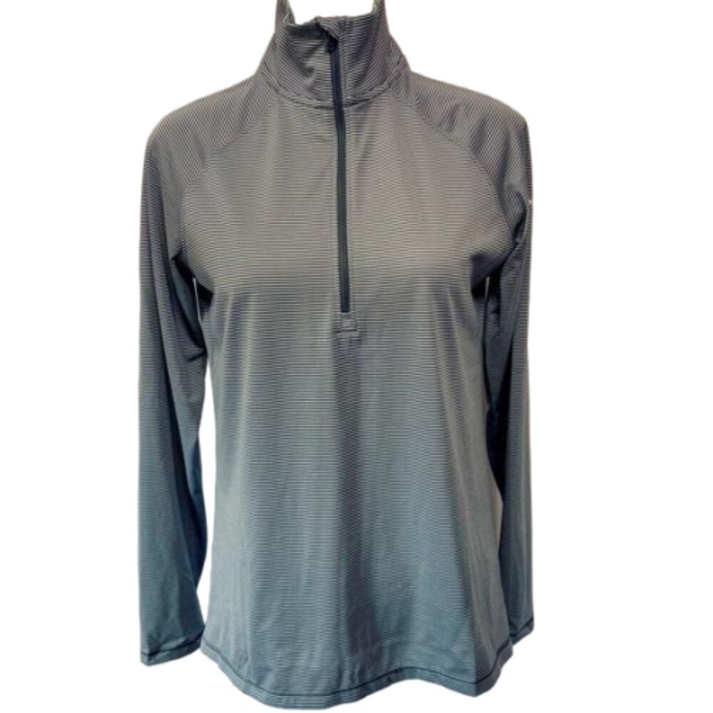 Under Armour Gray/White Striped Lightweight Heat Gear Polyester Top Size S #1132